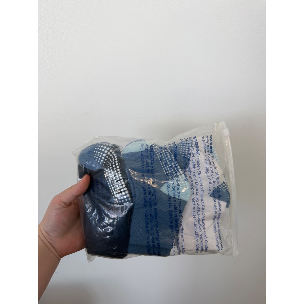 ZAPLES Baby Non-Slip Grip Crew Socks – Blue Multi –12 Pairs – Size 12–36 Months - Picture 4 of 4